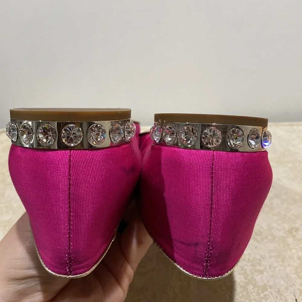 Miu Miu Pink Satin Embroidered Loafers SIZE 38.5